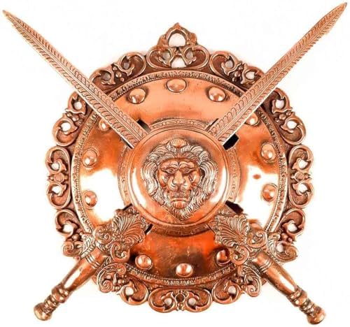 Swords And Shield Wall Hanging - Lion Head Design - 12 Inch