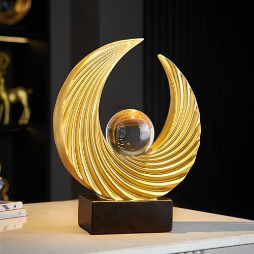 FJS Abstract Gold Statue Decor for Living Room
