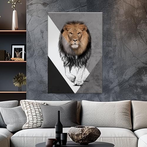 EGD Lion Wall Art Modern Decor Floating Frame
