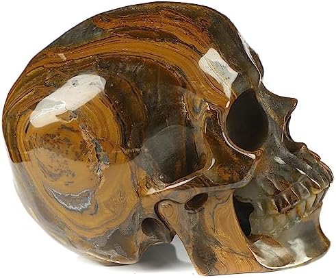 Skullis Tiger Iron Eye Crystal Skull Sculpture
