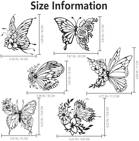 LIOUCBD 6Pcs Butterfly Wall Art Metal Decor Black