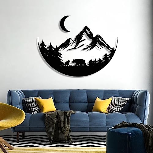 Rustic Metal Wall Art - Forest Bear Family Decor