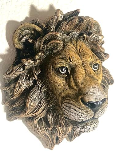 Decorative Lion Head Wall Sculpture with Bronze Finish