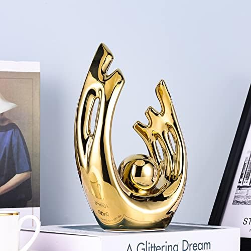 Modern Art Golden Ceramic Statue Home Decor Centerpiece