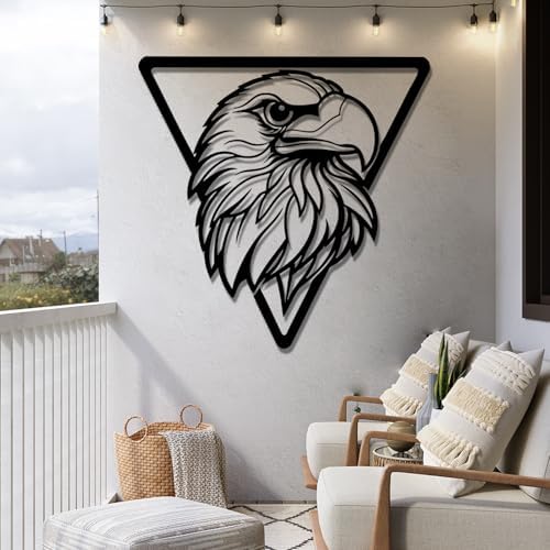 Bald Eagle Metal Wall Art - 24x24 Inch Silver Sculpture