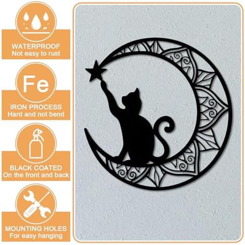 Fzojnxy Premium Black Cat and Moon Wall Sculpture