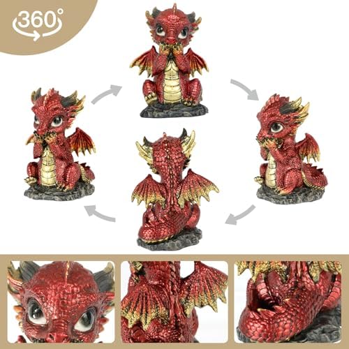 See No Evil Dragon Figurines - Set of 3 Resin Statues
