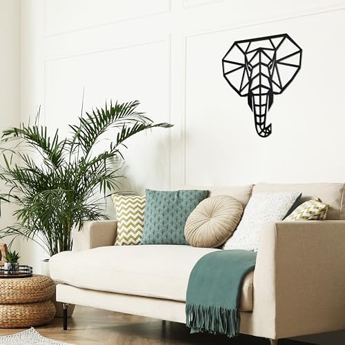 Ecqizer Elephant Wall Art - Modern Home Decor Sculptures Black