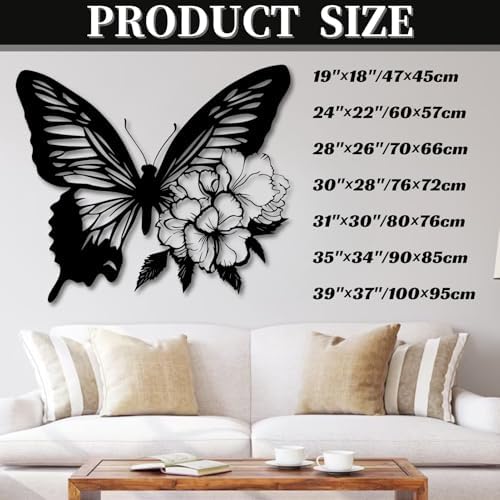 Elegant Butterfly Metal Wall Decor 24x22 Inch