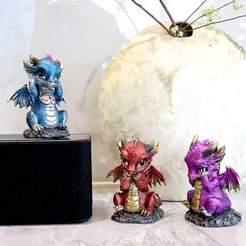 See No Evil Dragon Figurines - Set of 3 Resin Statues