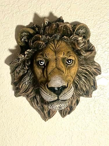 Decorative Lion Head Wall Sculpture with Bronze Finish