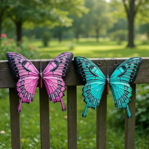 GENHAOTHREE 4-Pack Weatherproof Metal Butterfly Wall Decor