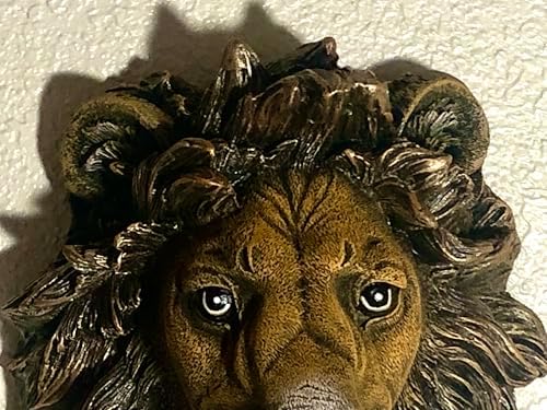 Decorative Lion Head Wall Sculpture with Bronze Finish