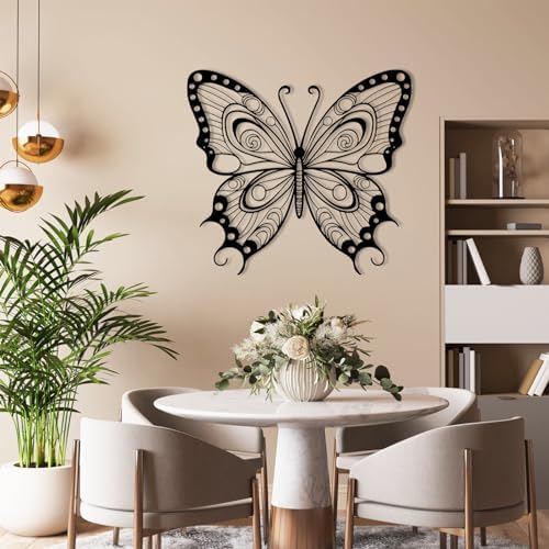 Silver Metal Butterfly Wall Art 19x17in
