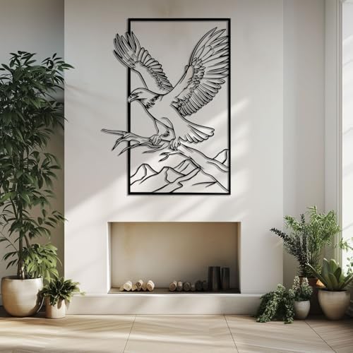 Metal Eagle Wall Decor Silver 24x17 Inch Wall Art