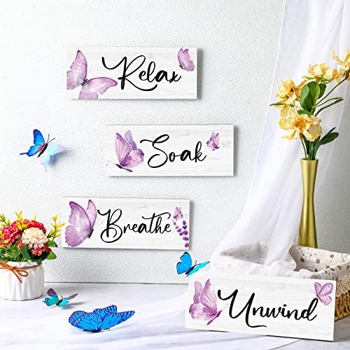 Weysat 4 Pcs Purple Butterfly Wall Art Decor