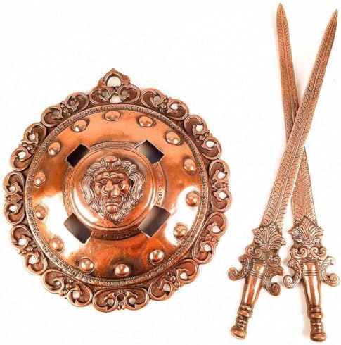 Swords And Shield Wall Hanging - Lion Head Design - 12 Inch