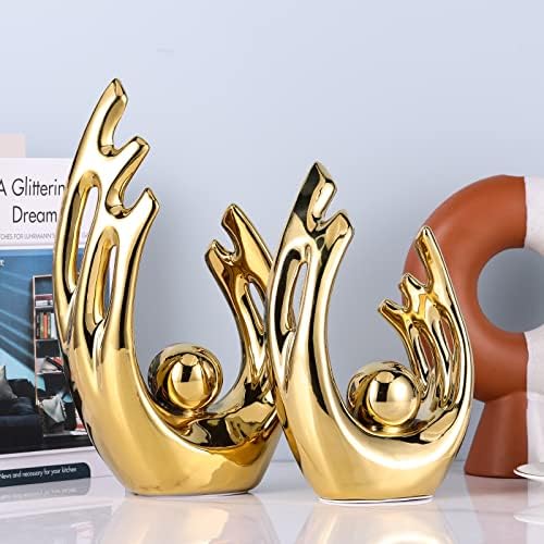 Modern Art Golden Ceramic Statue Home Decor Centerpiece