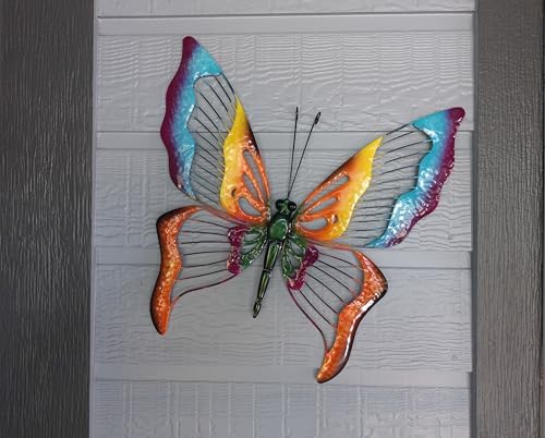 Sunny Barrel Large Metal Butterfly Wall Art 17x17 Blue Orange