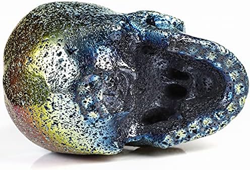 Skullis Rainbow Aura Hot Lava Crystal Skull Statue