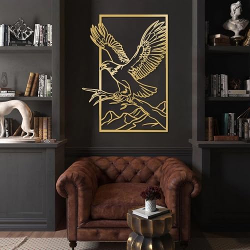 Metal Eagle Wall Decor Silver 24x17 Inch Wall Art