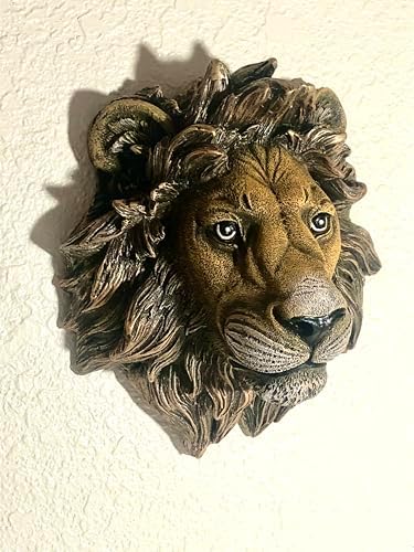 Decorative Lion Head Wall Sculpture with Bronze Finish