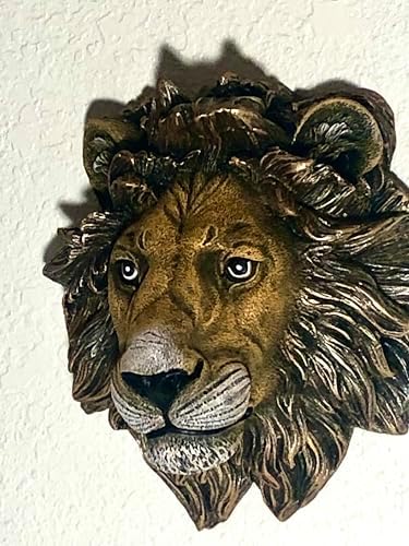 Decorative Lion Head Wall Sculpture with Bronze Finish