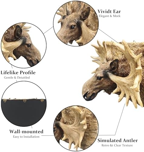 NUOYI PIEIN Moose Head Wall Decor 126 Inch Statue
