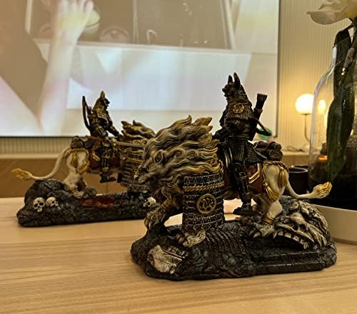 LOOYAR Medieval White Lion Samurai Warrior Resin Statue