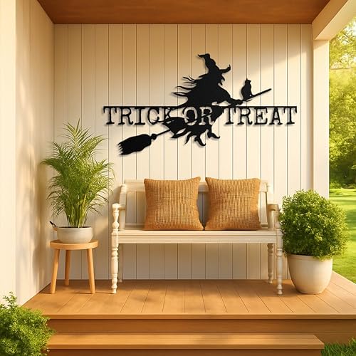 Pluviart Spooky Halloween Wall Art Sign - Witch Cat Silhouette