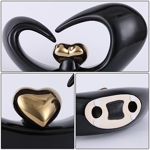 Orenm Ceramic Heart Sculpture Black Gold Abstract Decor