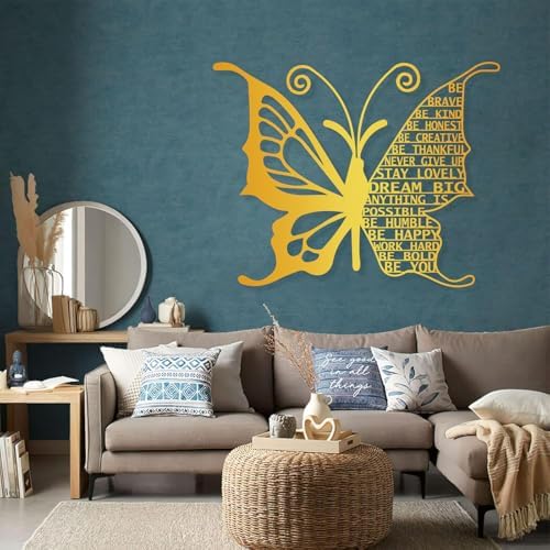 Cadeali Metal Butterfly Wall Art with Quotes
