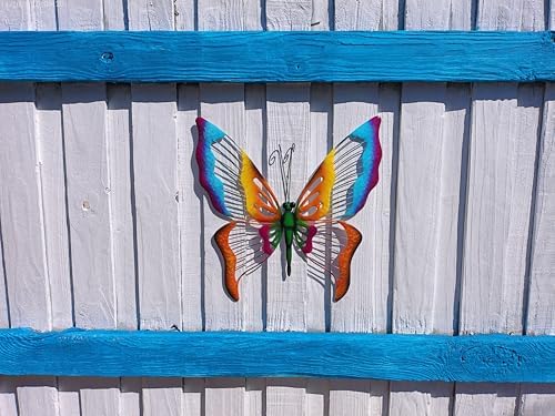 Sunny Barrel Large Metal Butterfly Wall Art 17x17 Blue Orange