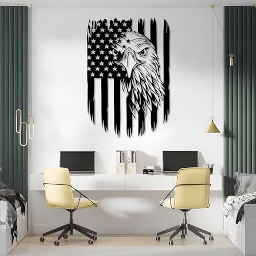 American Flag Eagle Metal Wall Art 24x35 Gold