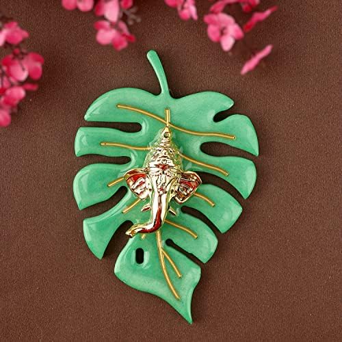 SATVIK Resin Leaf Ganesh Wall Hanging Statue