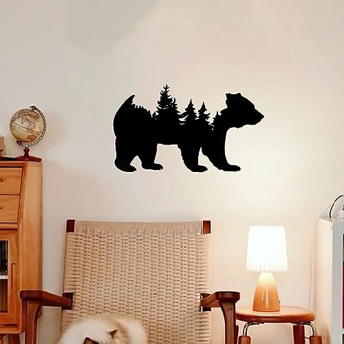 Resama Black Metal Wall Art Bear Forest Sculpture