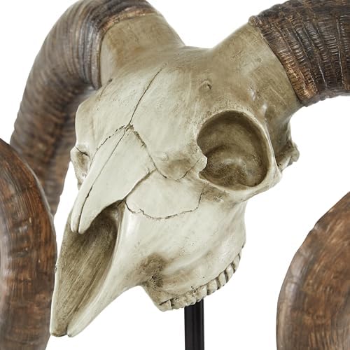 Deco 79 Polystone Ram Skull Decor Statue