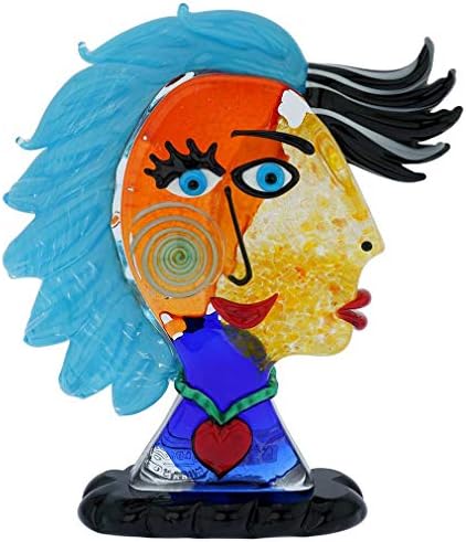 Murano Glass Picasso Head of A Woman with Blue Hair