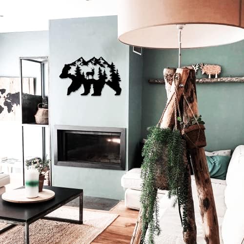 Metal Bear Wall Art - Rustic Forest Decor 14x85 Inch
