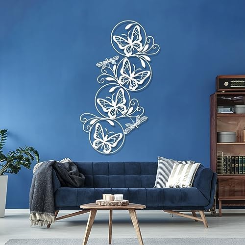 Cadeali Butterfly Metal Wall Decor 30x18 Inches Silver