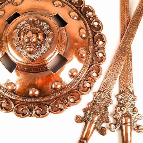 Lion Head Wall Hanging with Swords and Shield - 12 Inch