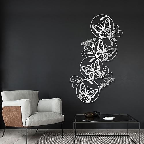 Cadeali Butterfly Metal Wall Decor 30x18 Inches Silver