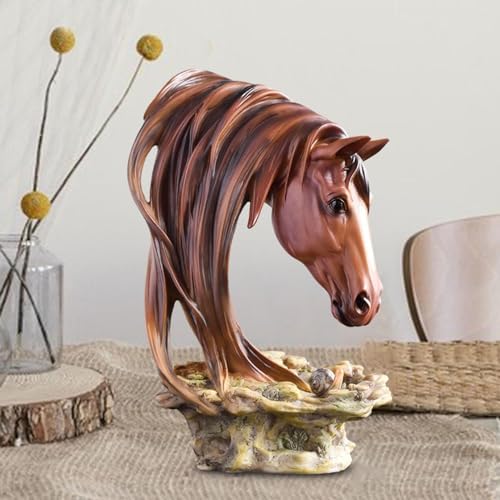Gazechimp Handcarved Horse Head Statue Decor