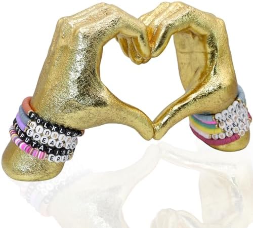DECOUE Gold Heart Hands Statue Home Decor