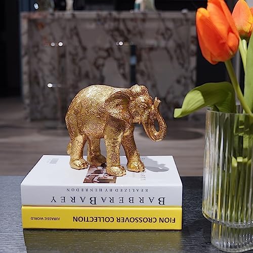 Guichifun Gold Resin Elephant Statue Home Decor