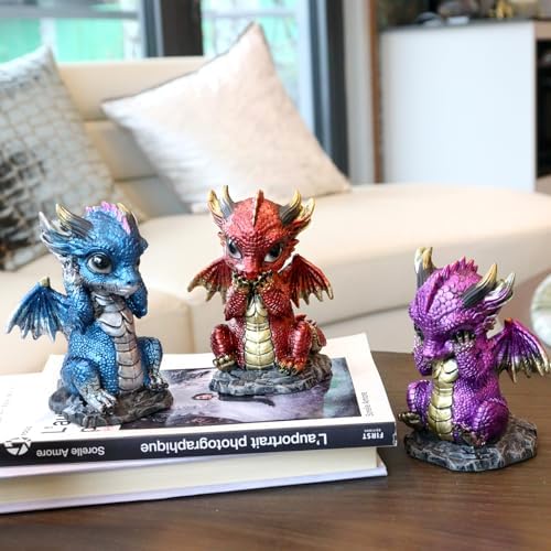 See No Evil Dragon Figurines - Set of 3 Resin Statues