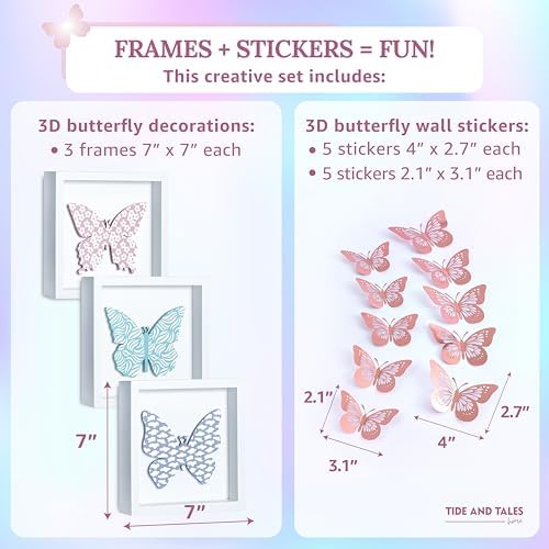 TideAndTales Butterfly Wall Decor Set of 3