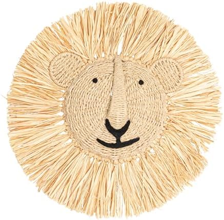 Savannah King Raffia Lion Wall Art Natural