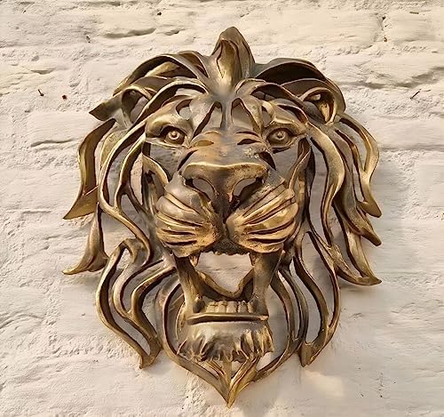 Rare Find 12-inch Gold Lion Head Wall Sculpture