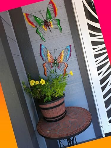 Sunny Barrel Large Metal Butterfly Wall Art 17x17 Blue Orange